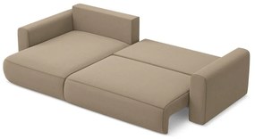 Divano angolare marrone chiaro allungabile/con contenitore (con penisola a sinistra/con chaise lounge) con rivestimento in velluto Kapua – Makamii