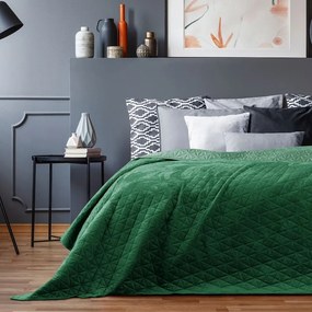 Copriletto verde in velluto con rivestimento trapuntato 240x260 cm Laila – Restilo