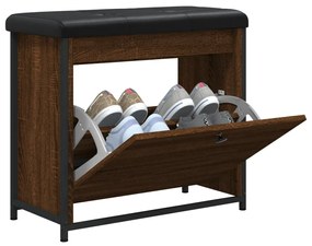 Panca portascarpe cassetto ribaltabile rovere marrone 62x32x56