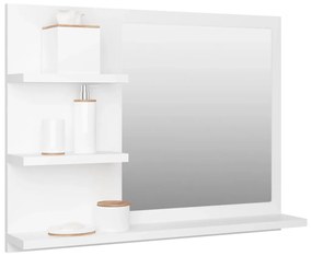 Specchio da bagno bianco 60x10,5x45 cm in legno multistrato
