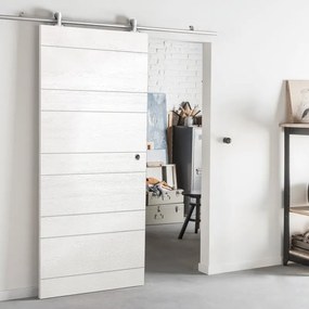 Porta scorrevole Rustic in mdf bianco, L 93 x H 212 cm, con binario Ermes Reversibile