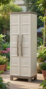 Armadio da Esterno 4 Ripiani 65x45x182H cm in Plastica Keter Excellence Alto Beige/Tortora...