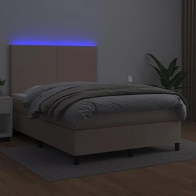 Giroletto molle materasso e led cappuccino 140x190cm similpelle