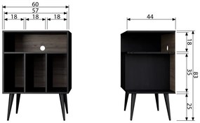 Credenza nera per gramofono in legno di pino 60x83 cmJames - WOOOD