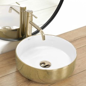 Lavabo da appoggio in ceramica SAMI GOLD WHITE