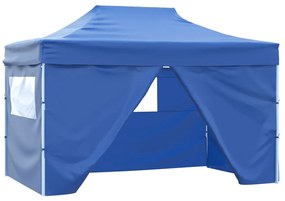 Tenda Pieghevole Pop-up Con 4 Pareti Laterali 3x4,5 M Blu /