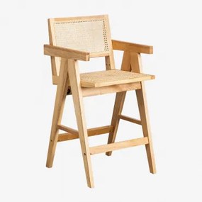 Confezione Da 4 Sgabelli Alti In Legno Di Frassino E Rattan (65,5 Cm) Lali Legno Naturale - Sklum