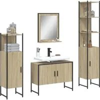 Set Mobili da Bagno 4 pz Rovere Sonoma in Legno Multistrato 3214360