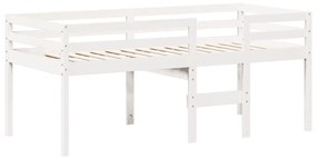 Letto a soppalco con tetto bianco 75x190 cm in legno di pino
