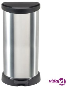 Curver Pattumiera a Pedale Deco Forma a D 40 L Argento