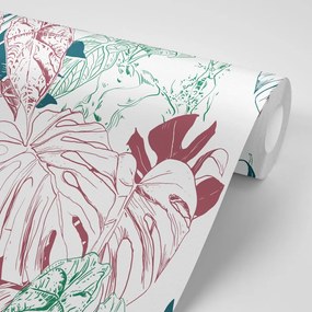 Carta da parati – Foglie colorate di monstera