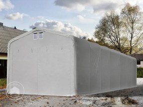 TOOLPORT 5x30m tenda garage 2,6m, PVC 850, grigio, con statica (sottofondo in terra) - (99420)