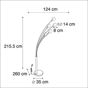 Lampada da terra Art Déco oro 5 luci - Sixties Marmo
