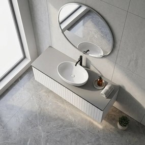 Mobile da bagno sospeso sotto lavabo Pixel 1 cassetto grid con maniglia  nera L 120 x H 40 x P 45.5 cm bianco laccato opaco