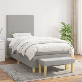 Giroletto A Molle Con Materasso Grigio Chiaro 90x190 Cm Tessuto /