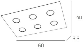 Plafoniera Moderna Rettangolare Path Vetro Marrone 6 Luci Gx53