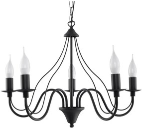 Lampadario a sospensione con catena MINERWA 5 5xE14/40W/230V nero