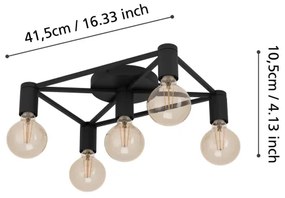 Eglo 43721 - Plafoniera SPEKE 5xE27/40W/230V nero