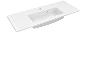 Lavabo a incasso rettangolare vasca centrale Neo L 91 x H 11.2 x P 35 cm in ceramica bianco lucido
