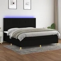 Letto a Molle Materasso e LED Nero 200x200cm in Tessuto cod mxl 59506