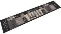 Tappeto da Cucina Lavabile Nero Caff 60x300 cm Velluto 136557