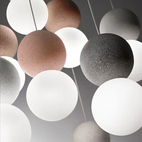 Sospensione Contemporanea Sfera Metallo Bianco, Vetro E Cemento Grigio 1 Luce