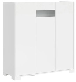 Madia e Credenza alta con Porta TV Riflesso bianco lucido e cashmere, Bianco Lucido / Credenza alta / 3