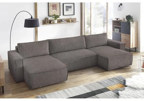 Divano letto angolare a "U" in velluto a coste grigio scuro Nihad - Bobochic Paris