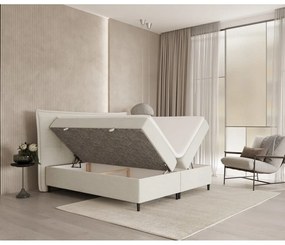 Letto boxspring crema con contenitore 140x200 cm Sinai - Maison de Rêve