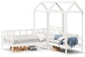 Set Dormeuse Con Tetto Bianco 90x200 Cm Legno Massello Di Pino /