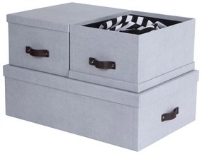 Scatole di cartone grigio chiaro con coperchio in set da 3 31x47x15 cm Inge - Bigso Box of Sweden