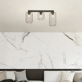 Plafonriera Minimal Industrial Vulcano 3 Luci Lineari Nera