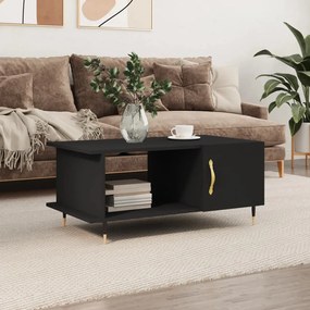 Tavolino Da Salotto Nero 90x50x40 Cm İn Legno Multistrato /
