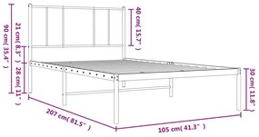 Giroletto con Testiera Metallo Bianco 100x200 cm