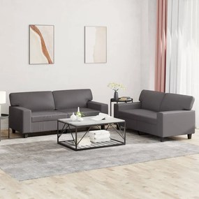 Set Di Divani 2 Pz Grigio İn Similpelle /