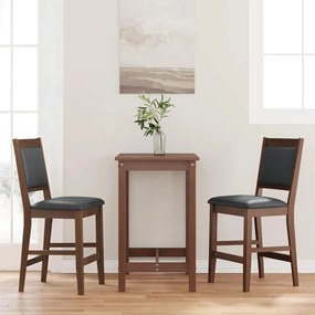 Sgabelli Da Bar Con Cuscini 2pz Marrone Legno Massello Di Hevea /