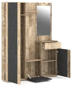 Mobile per ingresso con specchio NOLAN, marrone/grafite