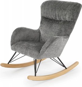 Poltrona a dondolo Castro in tessuto grigio - H92 cm