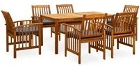 Set da Pranzo da Giardino 7 pz con Cuscini Massello di Acacia 3058089