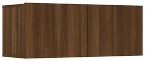 Set mobili porta tv 8pz rovere marrone in legno multistrato