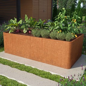 PRIMEYARD 200 x 107 x 60 cm Orto rialzato, acciaio corten, look ruggine, con base forata inclusa - (GFPV00821)