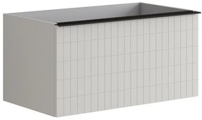 Mobile da bagno sospeso sotto lavabo L 80 x H 40 x P 45.5 cm grigio laccato opaco, 1 cassetto Pixel grid