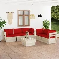 Set Divani da Giardino su Pallet 6 pz con Cuscini Legno Abete 3063522