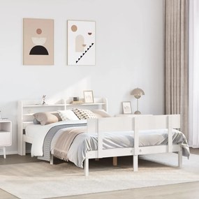 Letto Senza Materasso Bianco 160x200 Cm Legno Massello Di Pino /