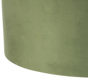 Lampada a sospensione paralumi in velluto verde / oro 35cm - BLITZ II Zwart