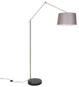 Lampada da terra moderna in acciaio con paralume grigio scuro 45 cm - Editor