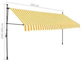 Tenda da Sole Retrattile Manuale LED 350 cm Bianca e Arancione