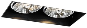 Set di 6 faretti incasso neri GU10 70mm 2 luci senza cornice - Oneon