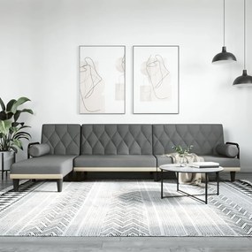 Divano Letto A L Grigio Scuro 260x140x70 Cm İn Tessuto /
