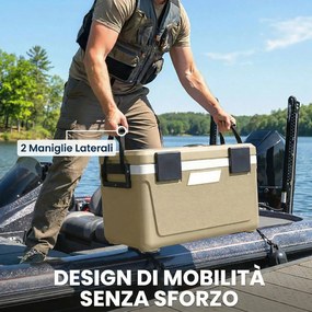 Box Frigo Portatile 66,6x38,5x40 cm Capacità 42,6L Isolato con Maniglia in HDPE e Schiuma PU Cachi...
